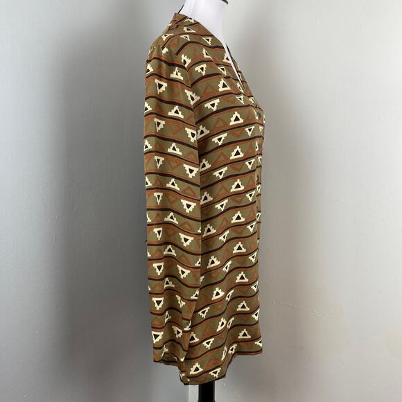 Via Seta Vintage Silk Southwest Button Down Long Sleeve Tunic Top Large - Picture 3 of 7